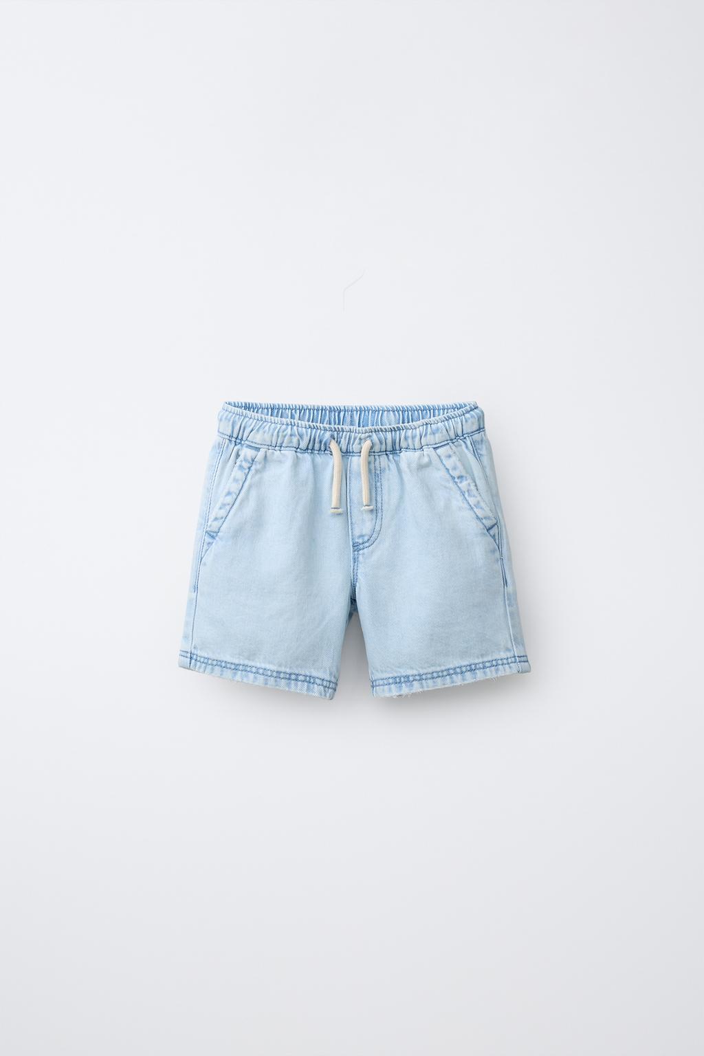 DENIM BERMUDA SHORTS WITH LABEL