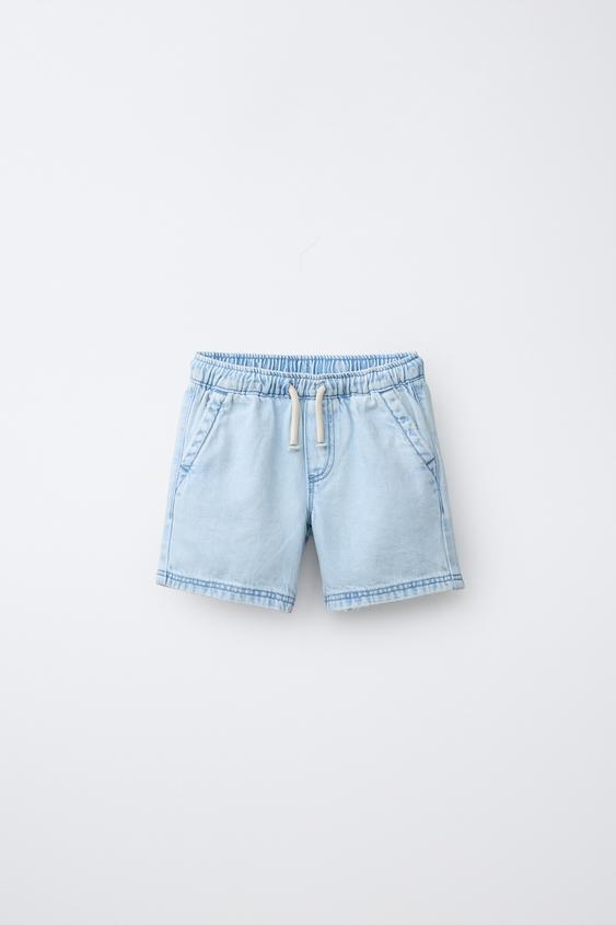 DENIM BERMUDA SHORTS WITH LABEL - Light blue by Zara - Image 0