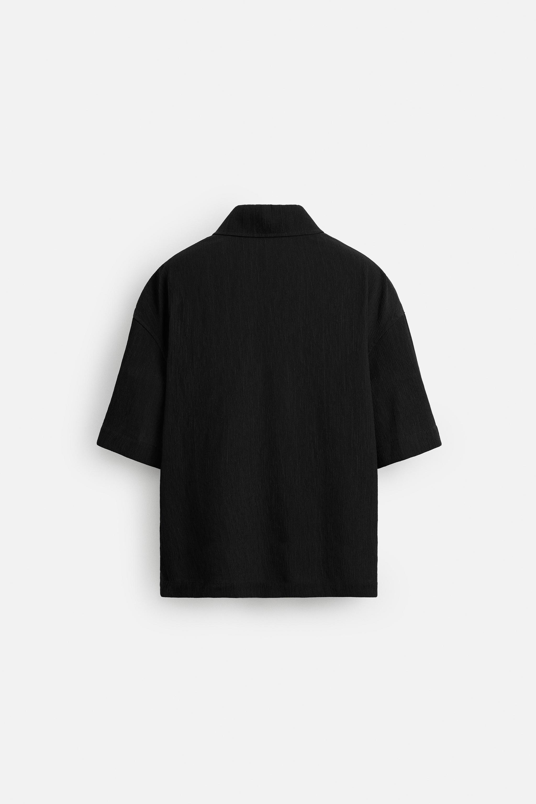シワ加工フルイドシャツ - ブラック | ZARA Japan / 日本