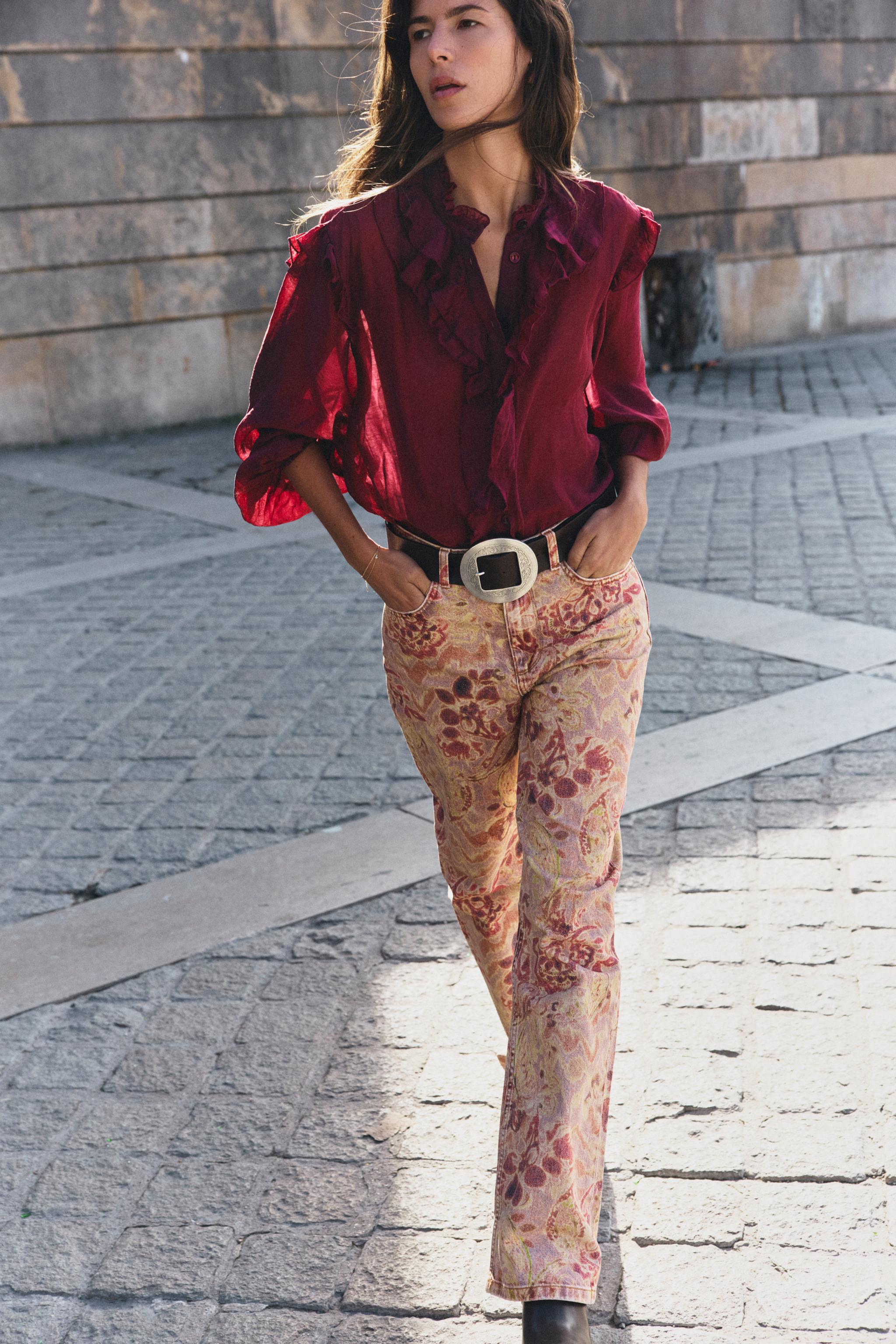 SEMI-SHEER RUFFLE BLOUSE