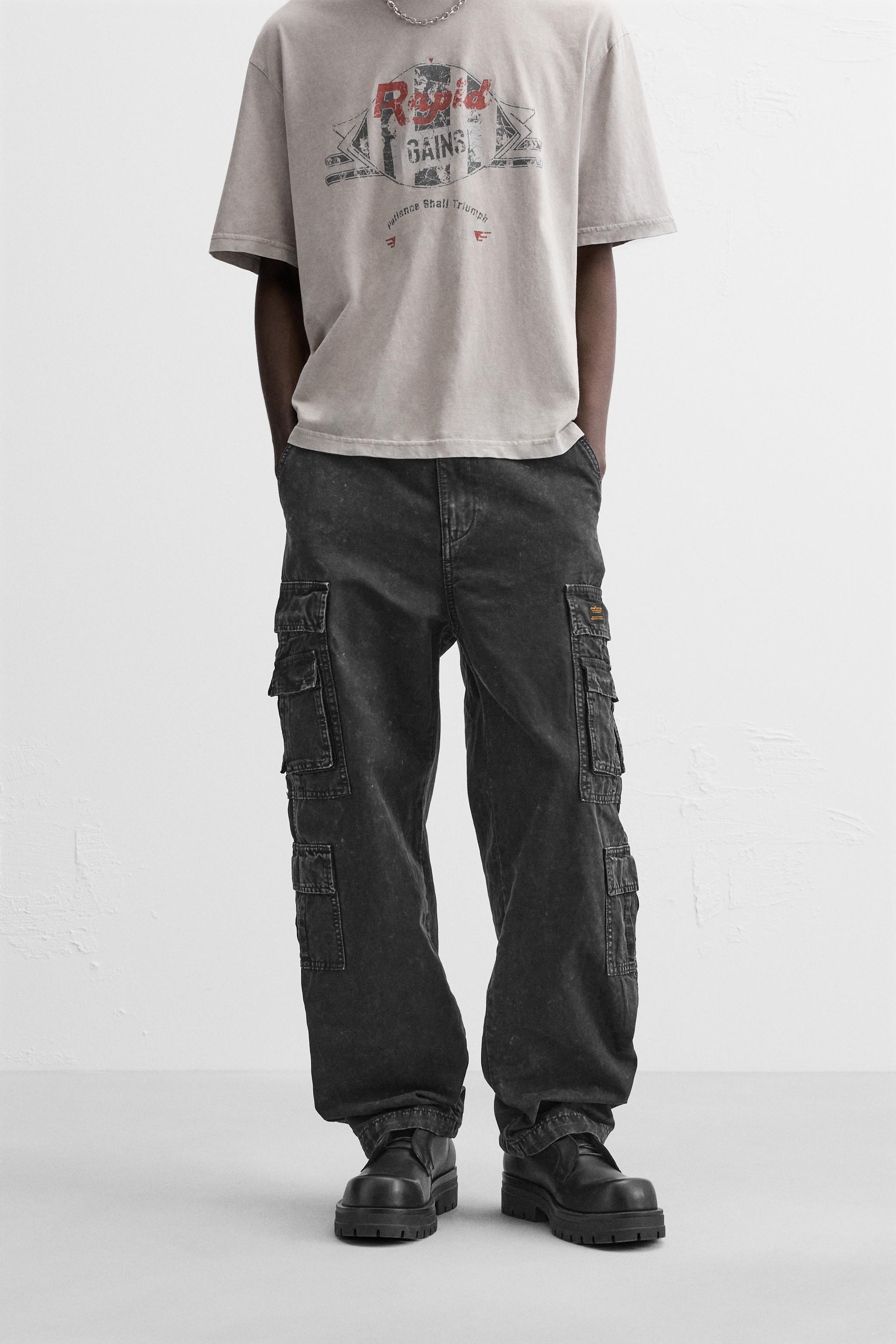 Black cargo pants zara online