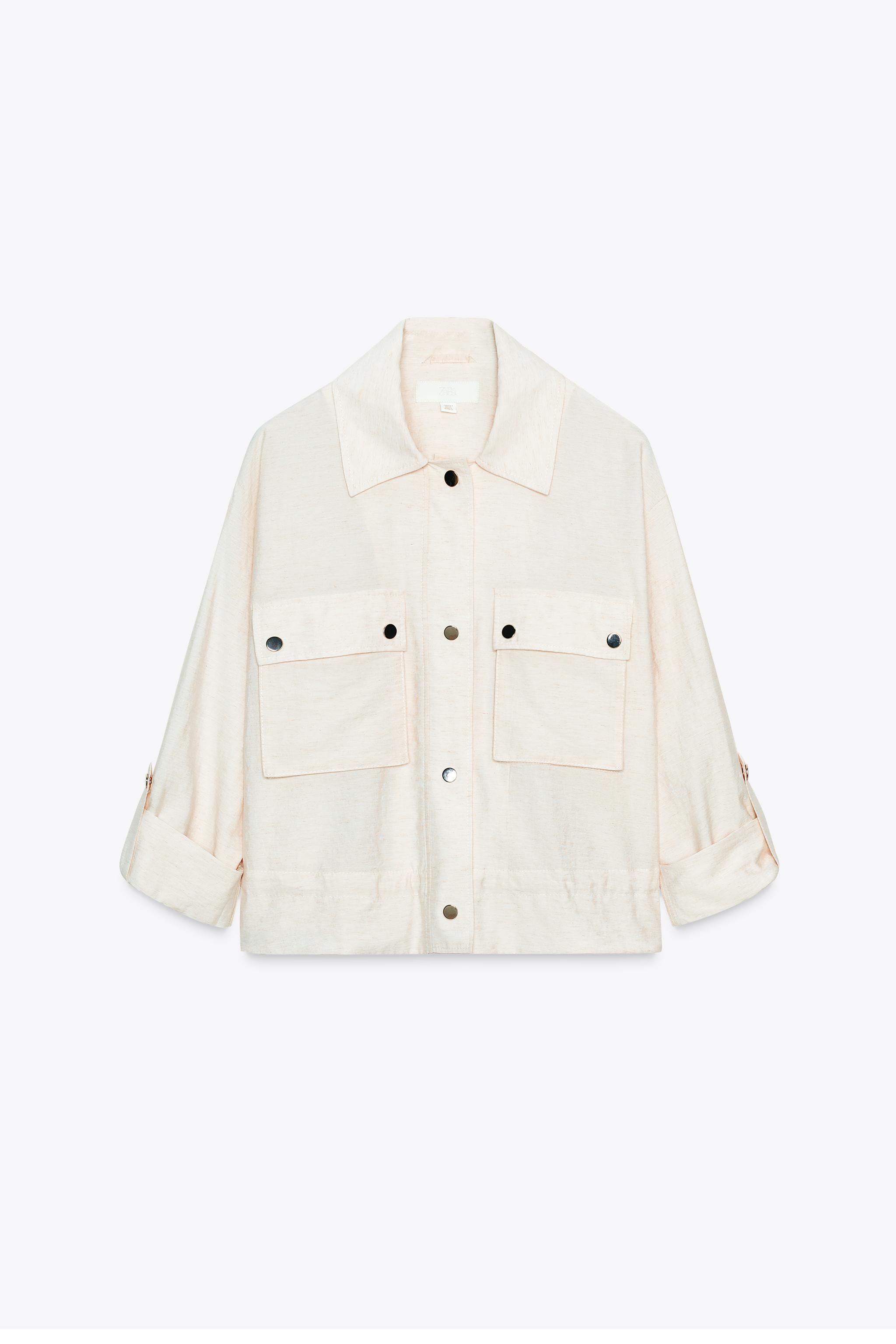 SHORT SLEEVE ROLLED-UP SAFARI SHIRT - Light beige | ZARA
