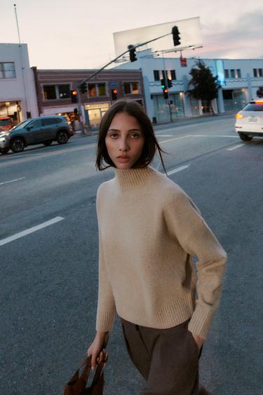 SOFT KNIT HIGH NECK JUMPER - Beige by Zara