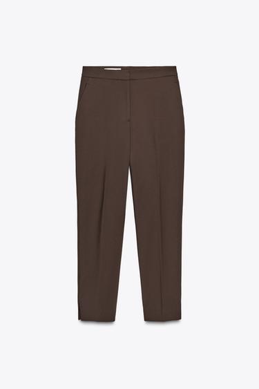 TROUSERS WITH VENT ON THE HEM - Brown by Zara - Image 7