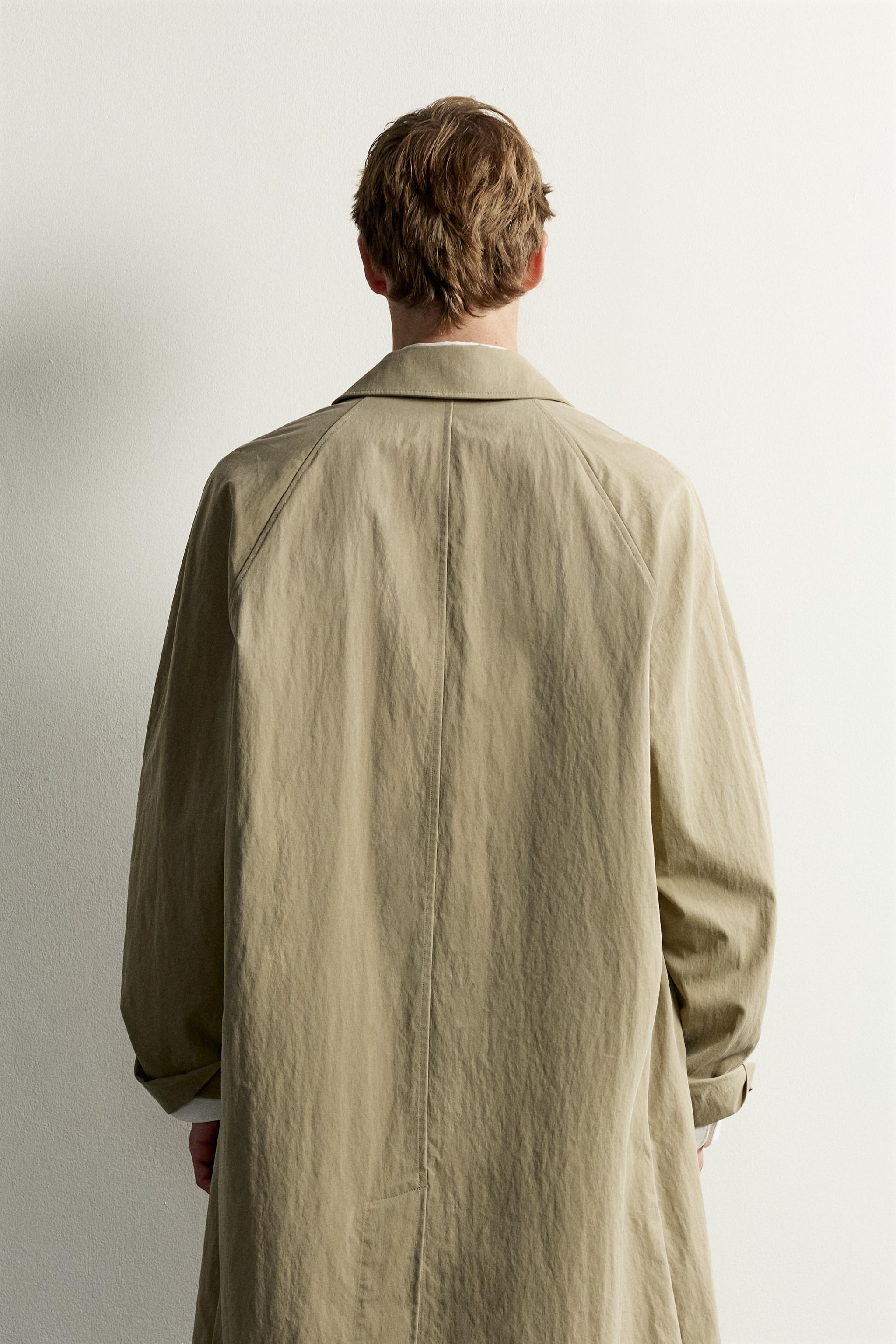 Мужские куртки Zara CONTRAST RELAXED FIT TRENCH COAT — фото 3