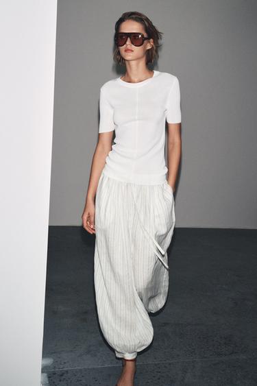 SHORT SLEEVE KNIT TOP - White by Zara