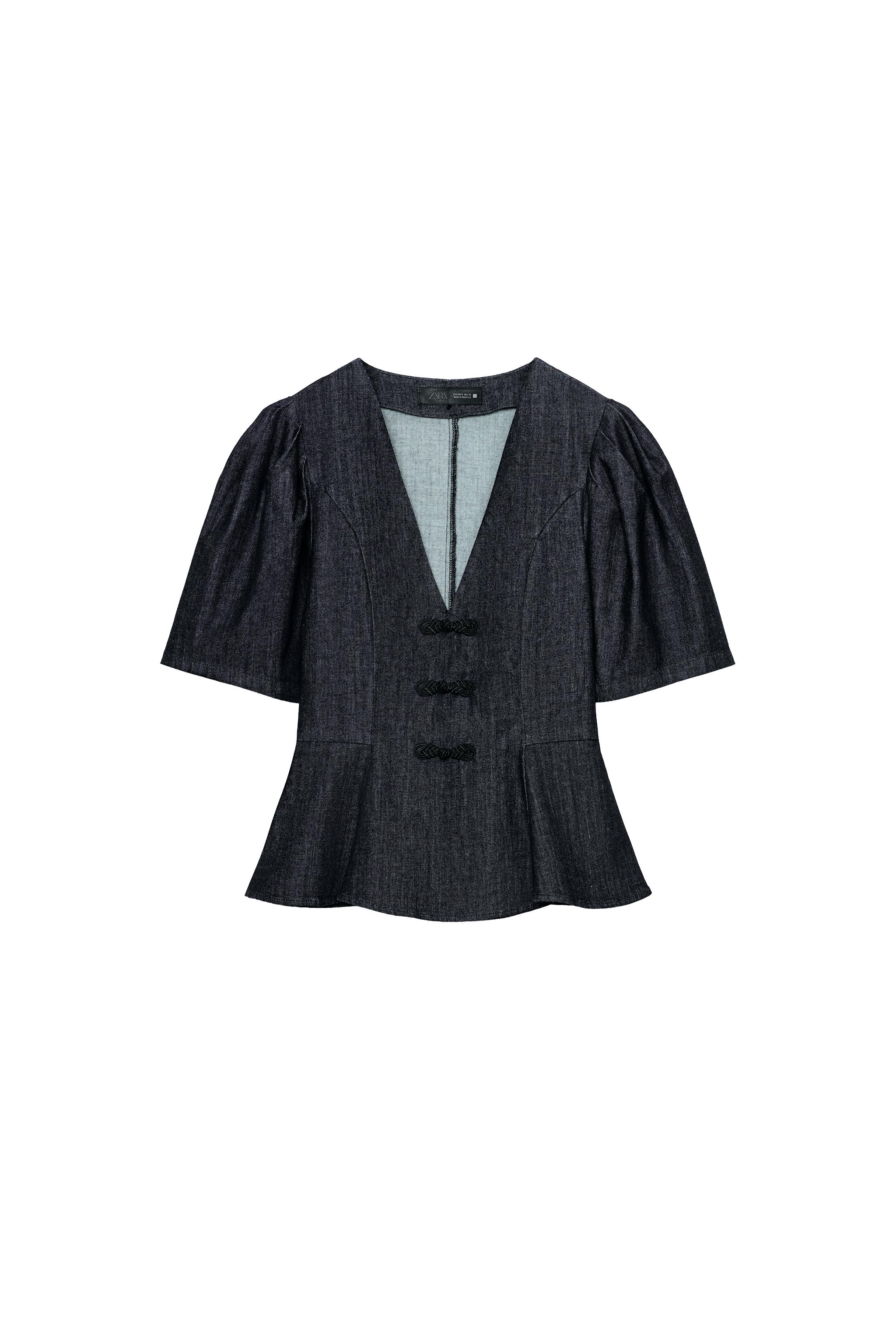 PEPLUM TOP WITH FIREMAN CLASPS - Blue | ZARA United States