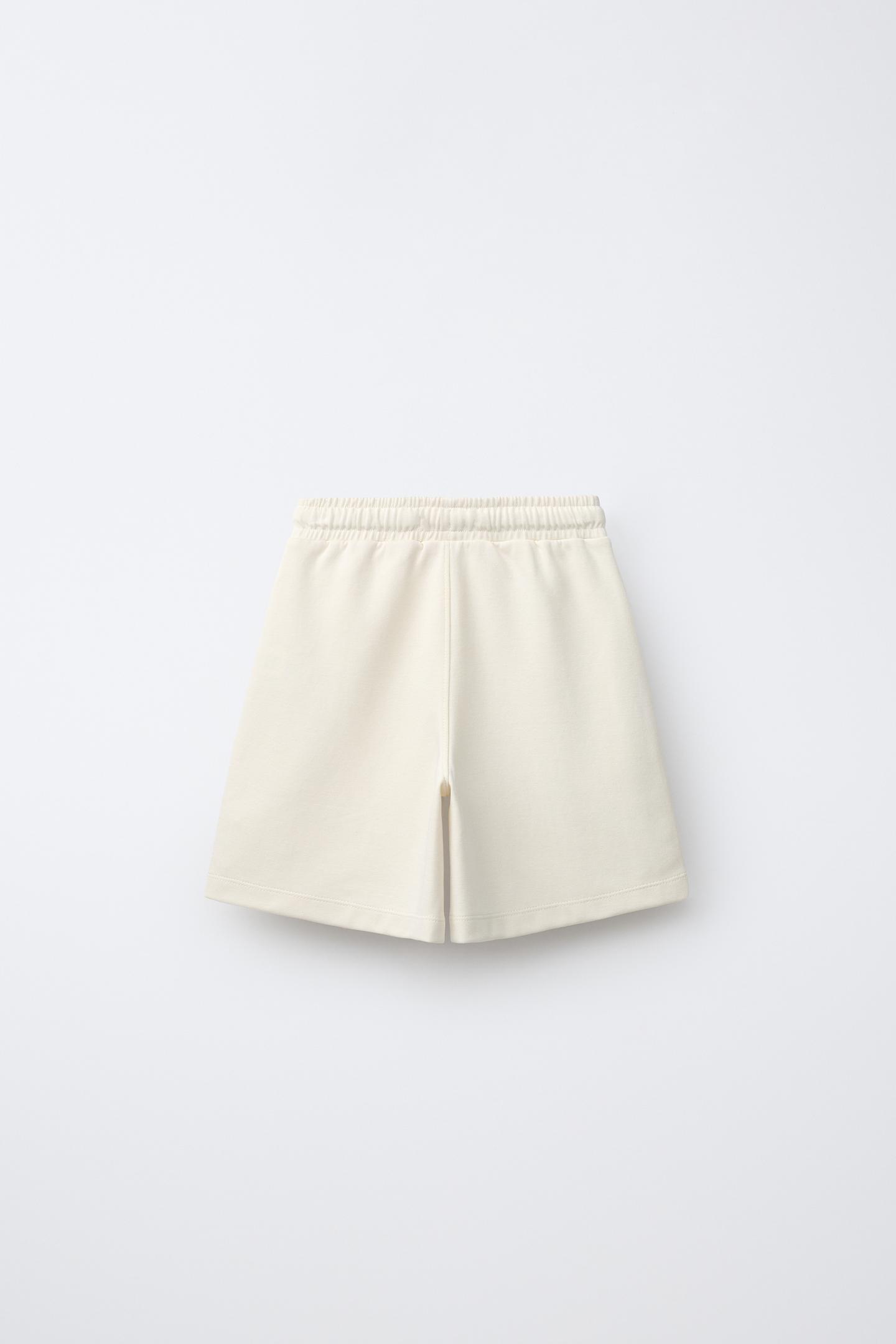 Детский комплект Zara Interlock T-SHIRT and Bermuda Shorts Set, цвет: Экрю — фото 6