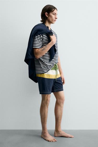 SERVIETTE DE PLAGE À RAYURES - Bleu marine de Zara - Image 1