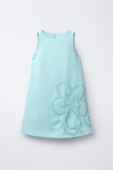VESTIDO SATINADO FLOW ABALORIOS - Turquesa de Zara - Imagen 0