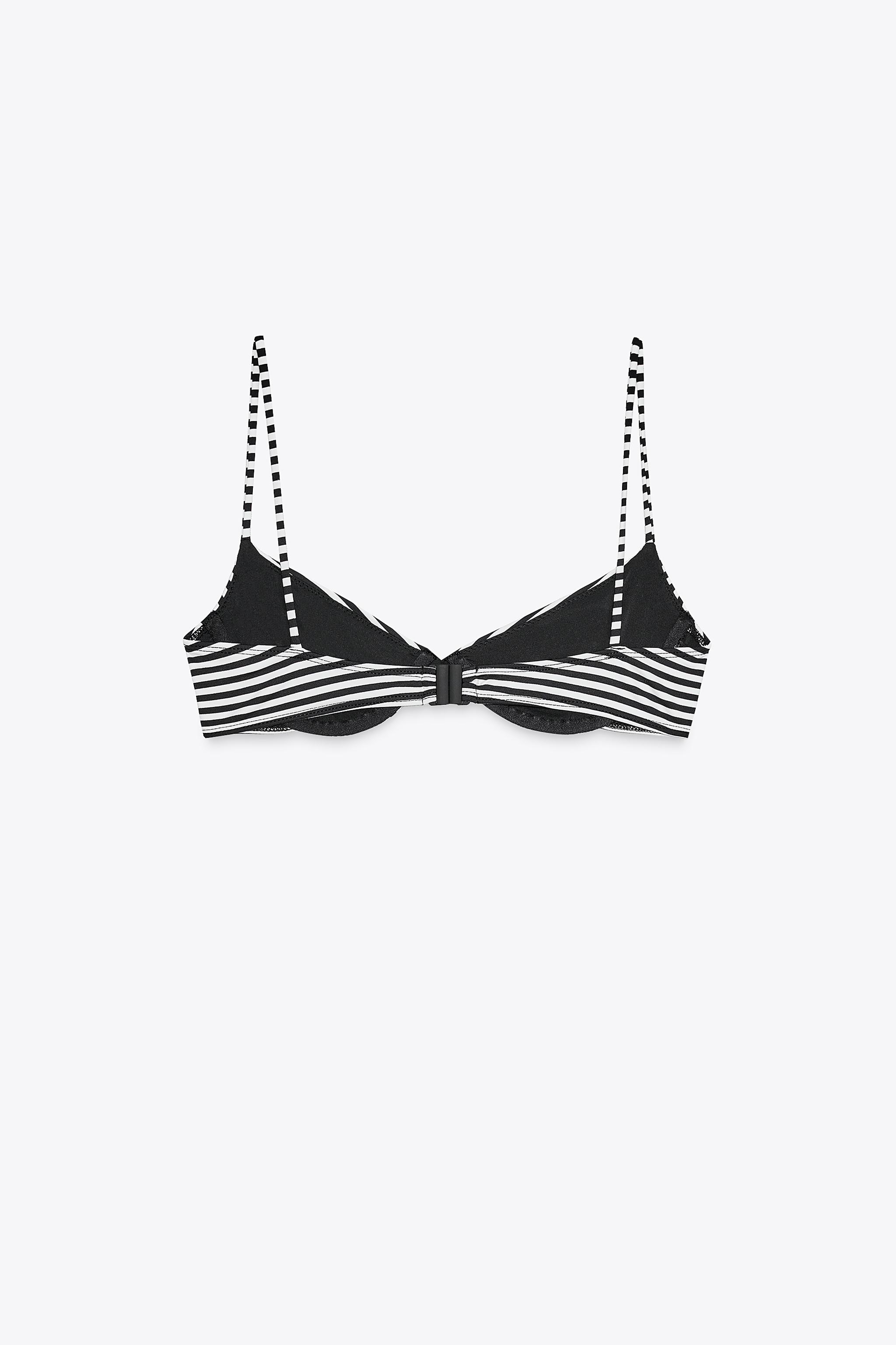 ZARA ストライプ柄ワイヤー入りビキニトップ 2856/223 ストライプ柄ワイヤー入りビキニトップ - エクリュ/ブラック