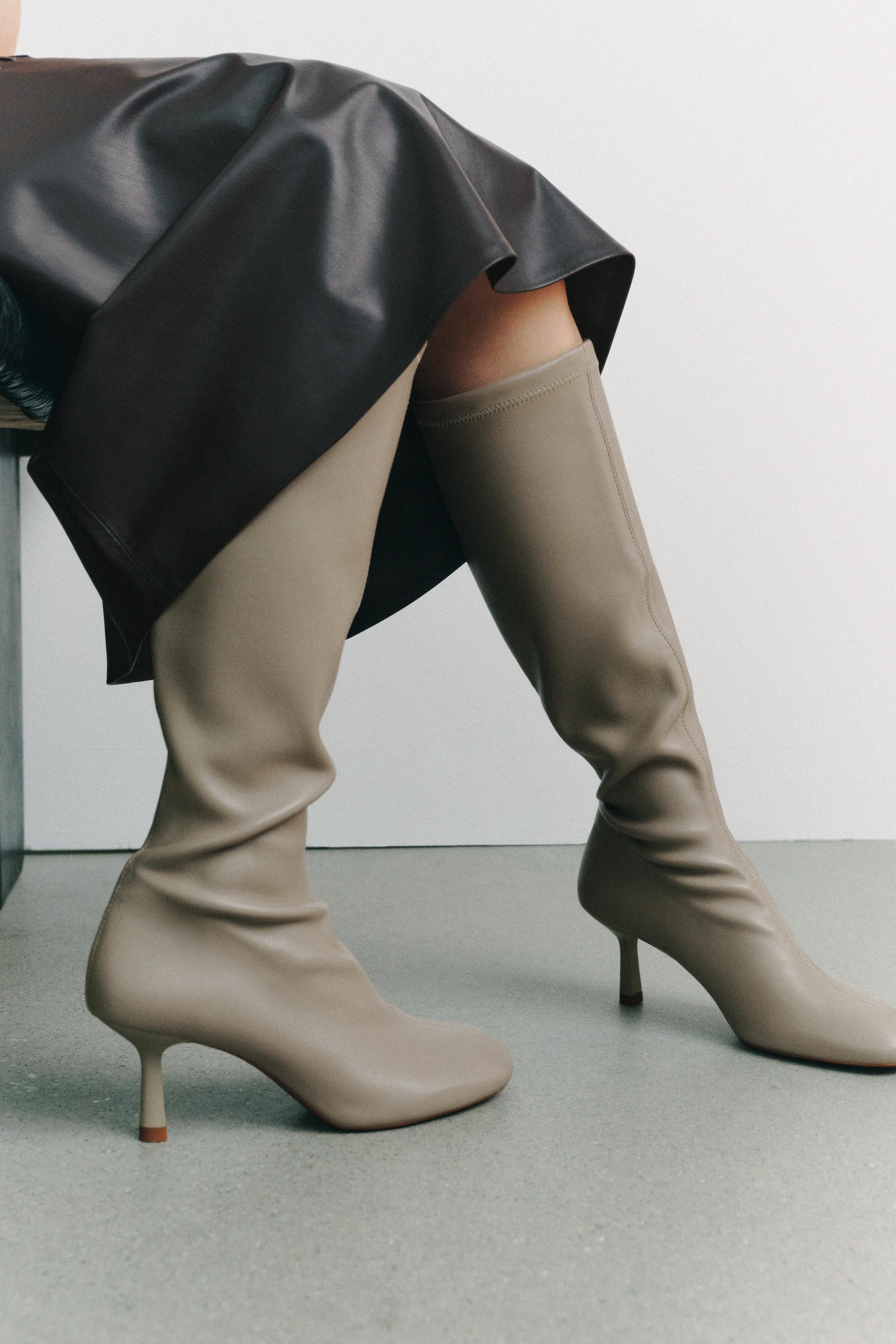 Cream boots zara hotsell