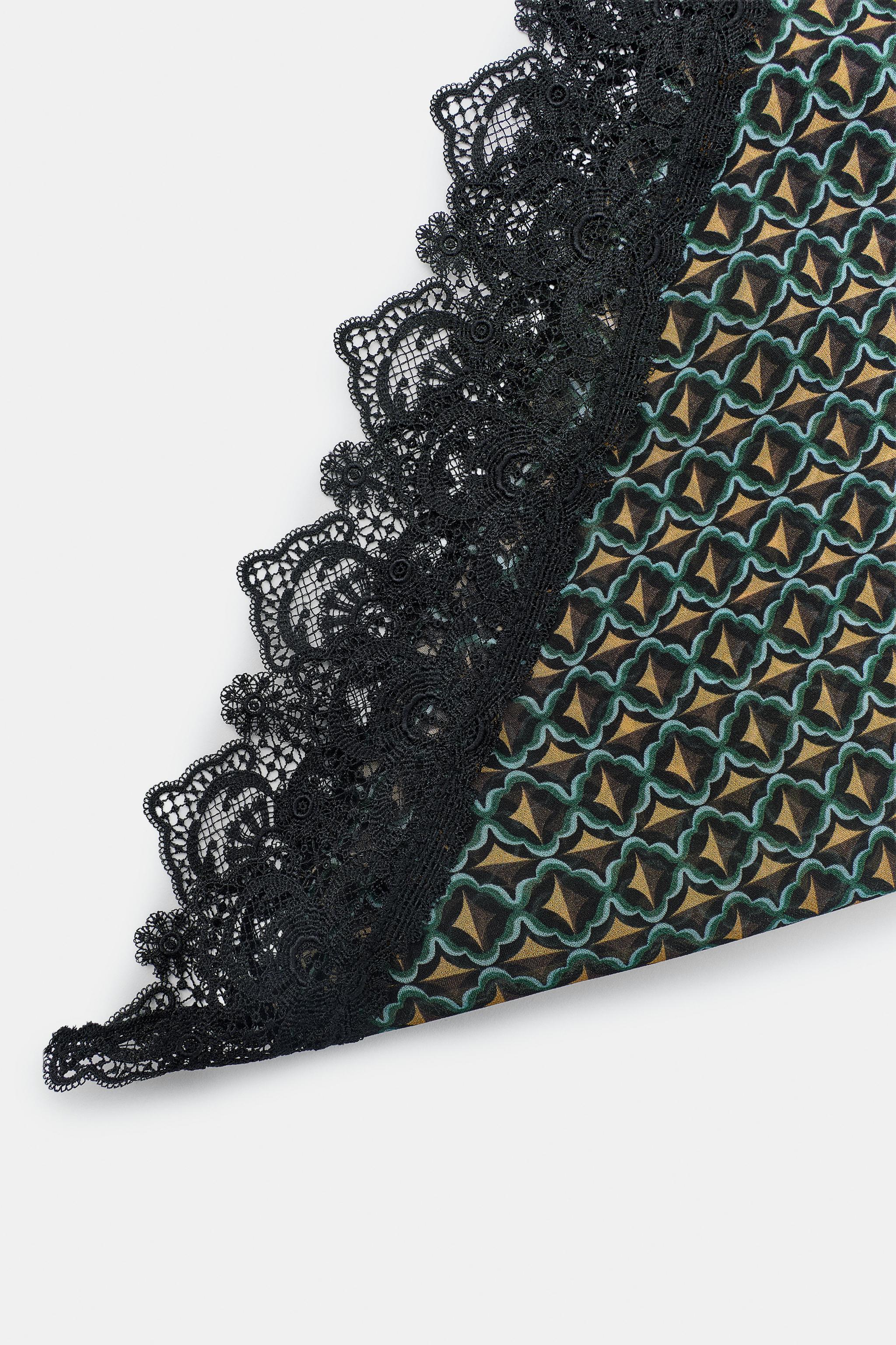 FOULARD PARÉO IMPRIMÉ 100% VISCOSE ET DENTELLE