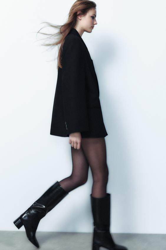 Botin Tacon Ancho Botines Piel Zara Mujer BOTÍN TACÓN Negro ZARA