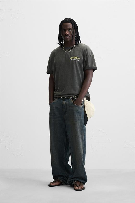 WASHED PRINT T-SHIRT - Dark anthracite | ZARA South Africa