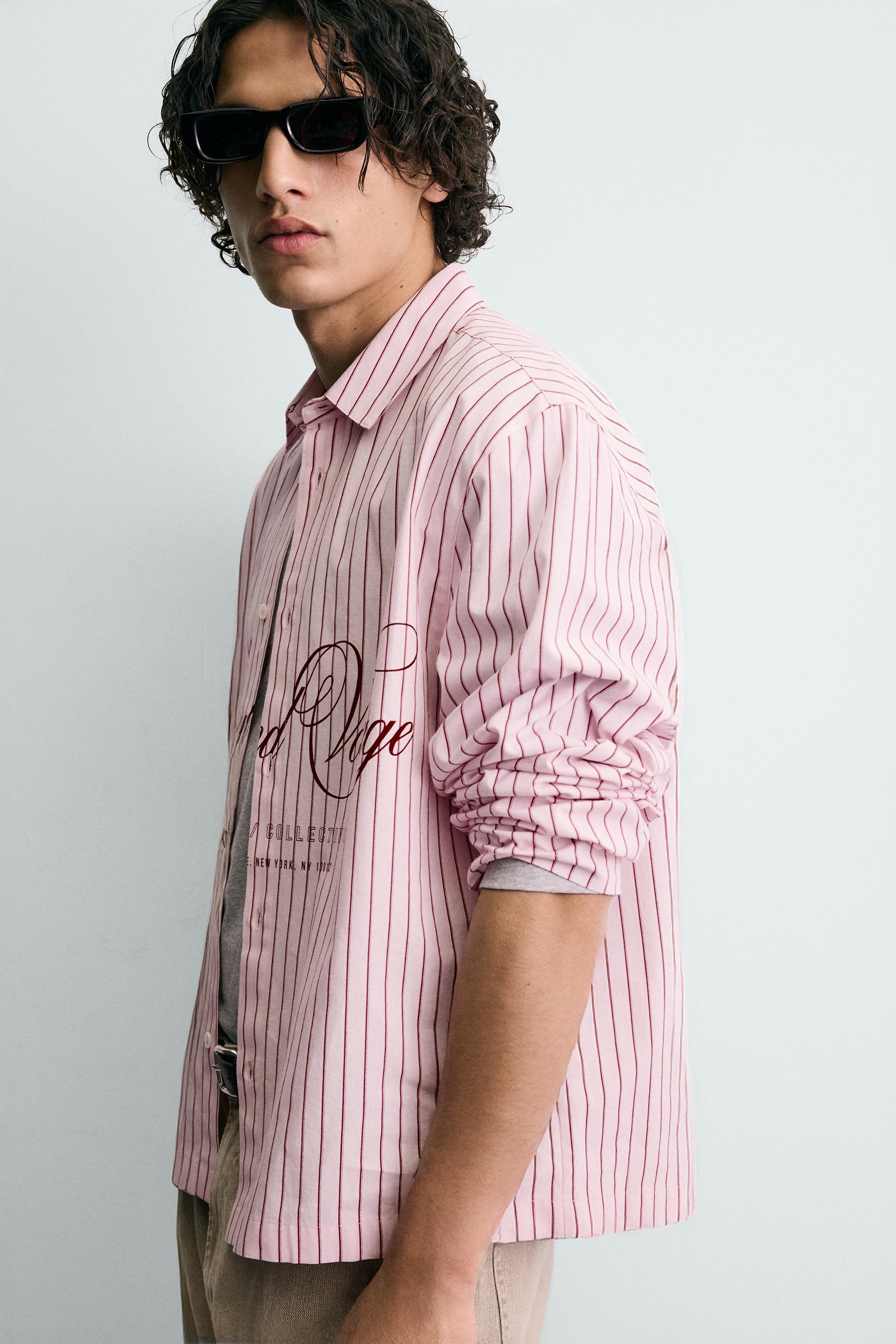 RELAXED FIT PLAID TEXT SHIRT