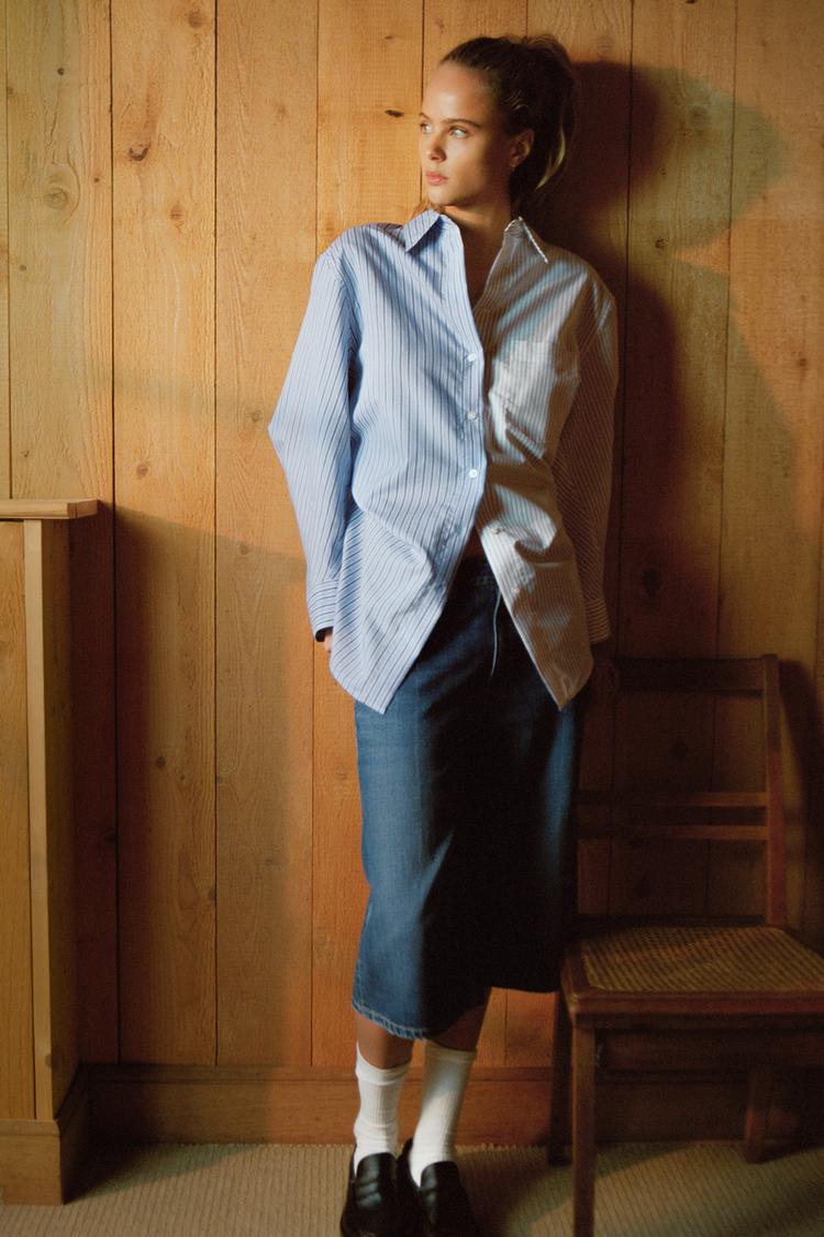 Camisa Rayas Azules Zara Camisa Oversize Mujer Camisa ZARA