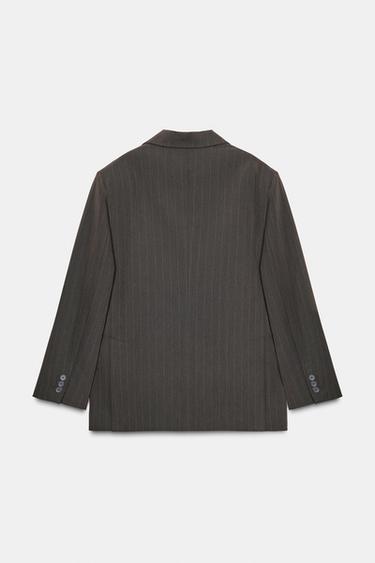 OVERSIZE PINSTRIPE BLAZER - Brown by Zara - Image 6