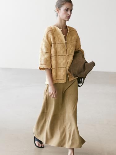 Zara Cutwork crochet cardigan - Biscuit