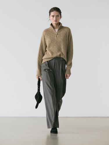 Pantalón pinzas raya diplomática - Gris Antracita de Zara