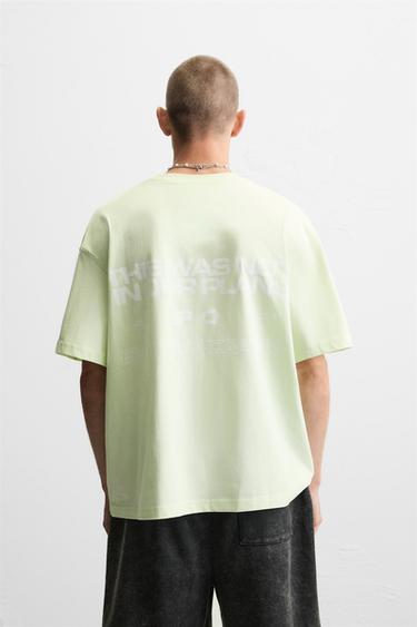 SLOGAN PRINT T-SHIRT - Lime by Zara - Image 2