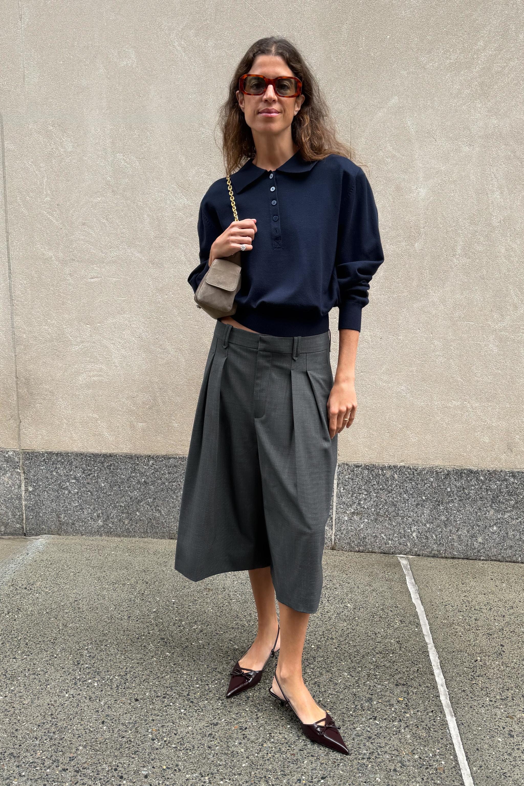 Zara SHOULDER PAD KNIT POLO