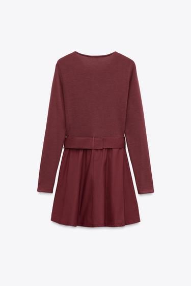 ROBE BIMATIÈRE AVEC CEINTURE - Bordeaux de Zara - Image 2