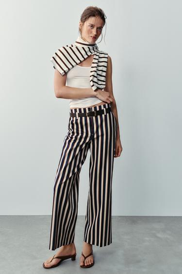 STRIPED TROUSERS WITH BELT - striped by Zara