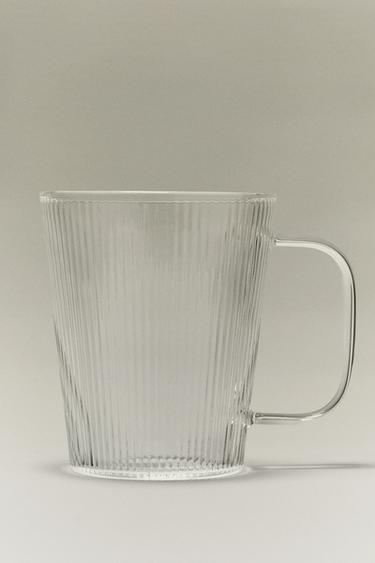 BOROSILICATE GLASS MUG WITH LINES - Transparent by Zara