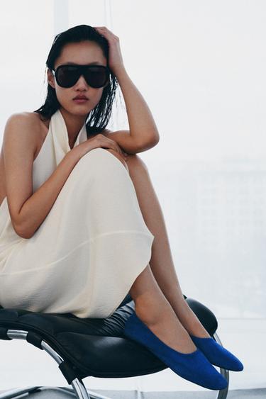 SUEDE BALLET FLATS - Bluish by Zara