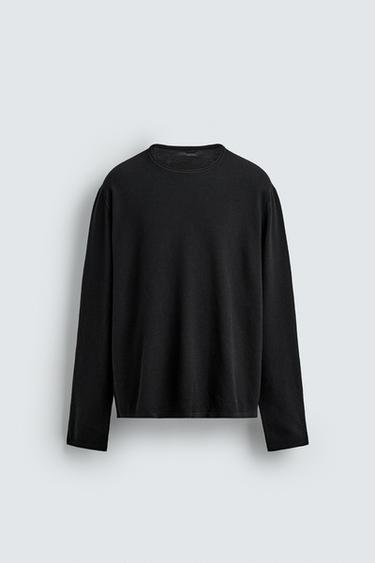 JERSEY ESTRUCTURA LAVADO - Negro de Zara