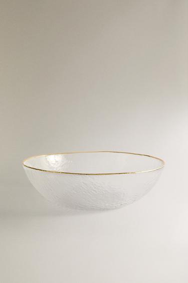 RAISED GLASS SALAD BOWL WITH GOLD RIM - 990 by Zara