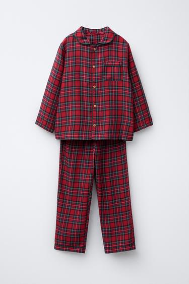 Zara 6-14 YEARS/ FLANNEL PLAID PAJAMAS - Red - Image 0