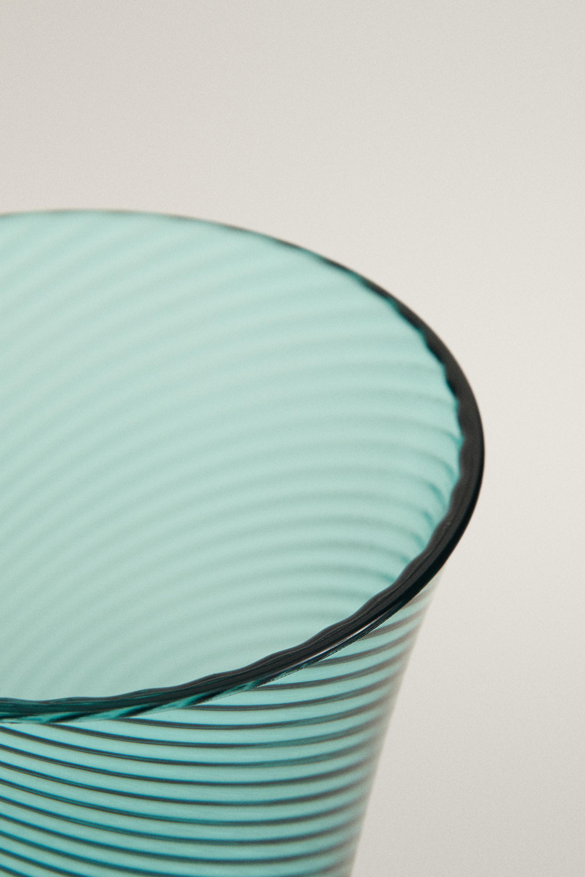 ACRYLIC GLASS WITH LINES — Turquoise