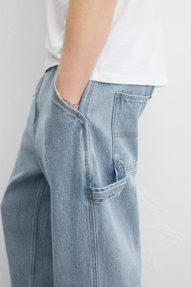 Zara RELAXED FIT CARPENTER JEANS - Light blue
