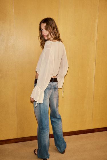 TOP BRODERIES ET LIENS - Rose pâle de Zara - Image 2