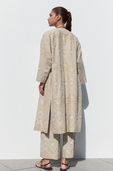 BLAZER KIMONO BRODÉ - Écru / Beige de Zara - Image 3