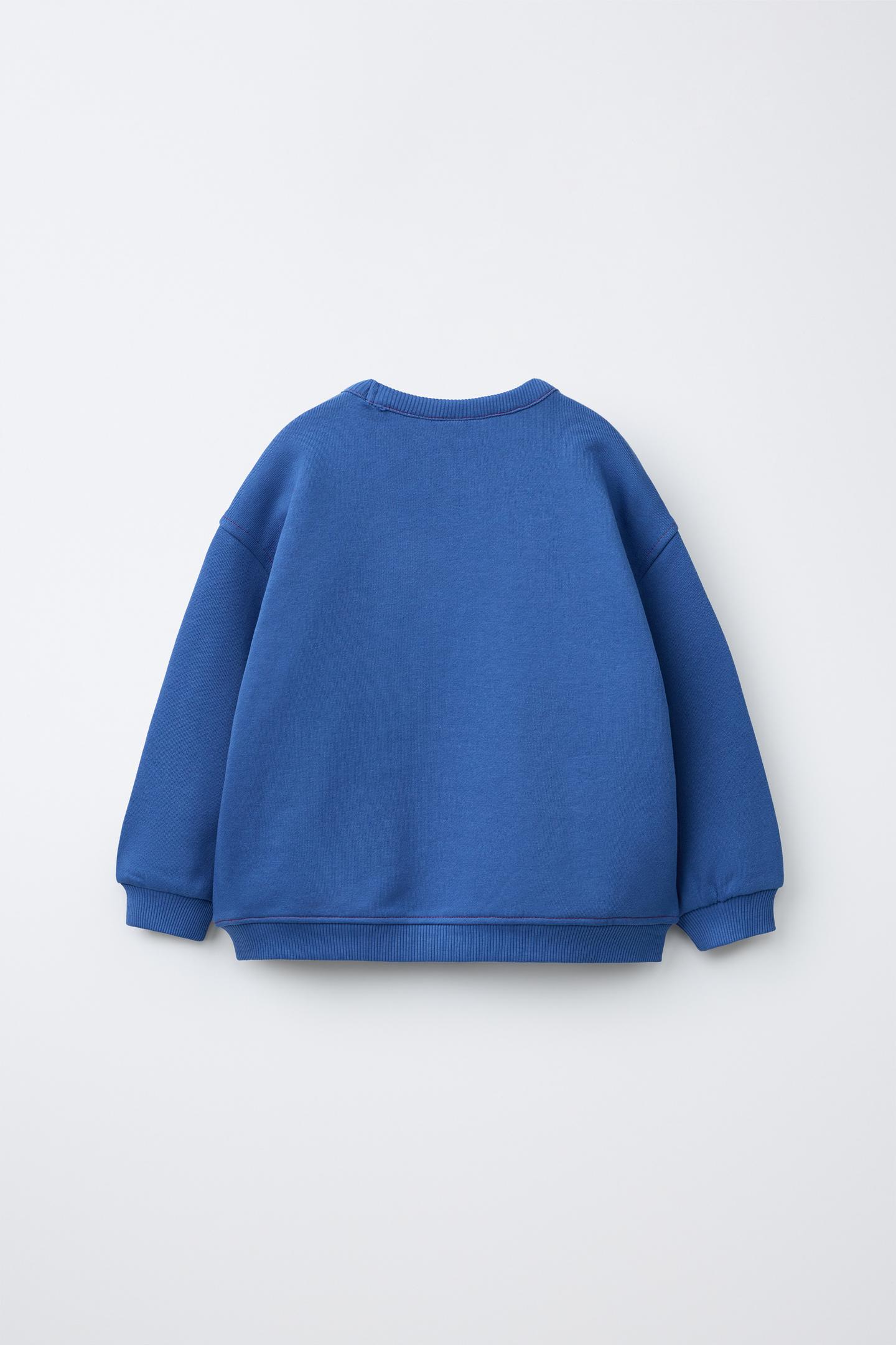 Детская толстовка Zara Contrast Stitch, цвет: Голубоватый — фото 2