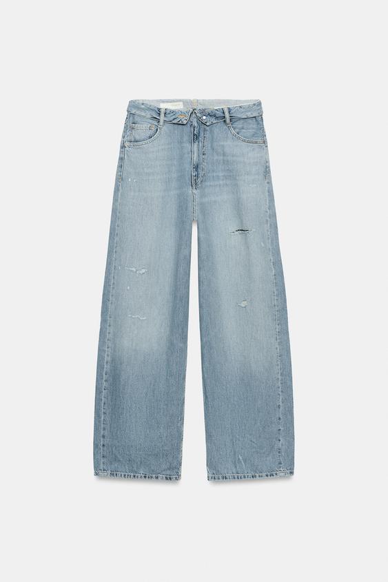 JEAN TRF TAILLE MOYENNE AVEC DÉTAIL DÉCHIRURES - Bleu clair de Zara - Image 5