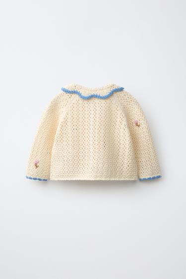 VESTE BRODÉE POMPONS - Écru de Zara - Image 1