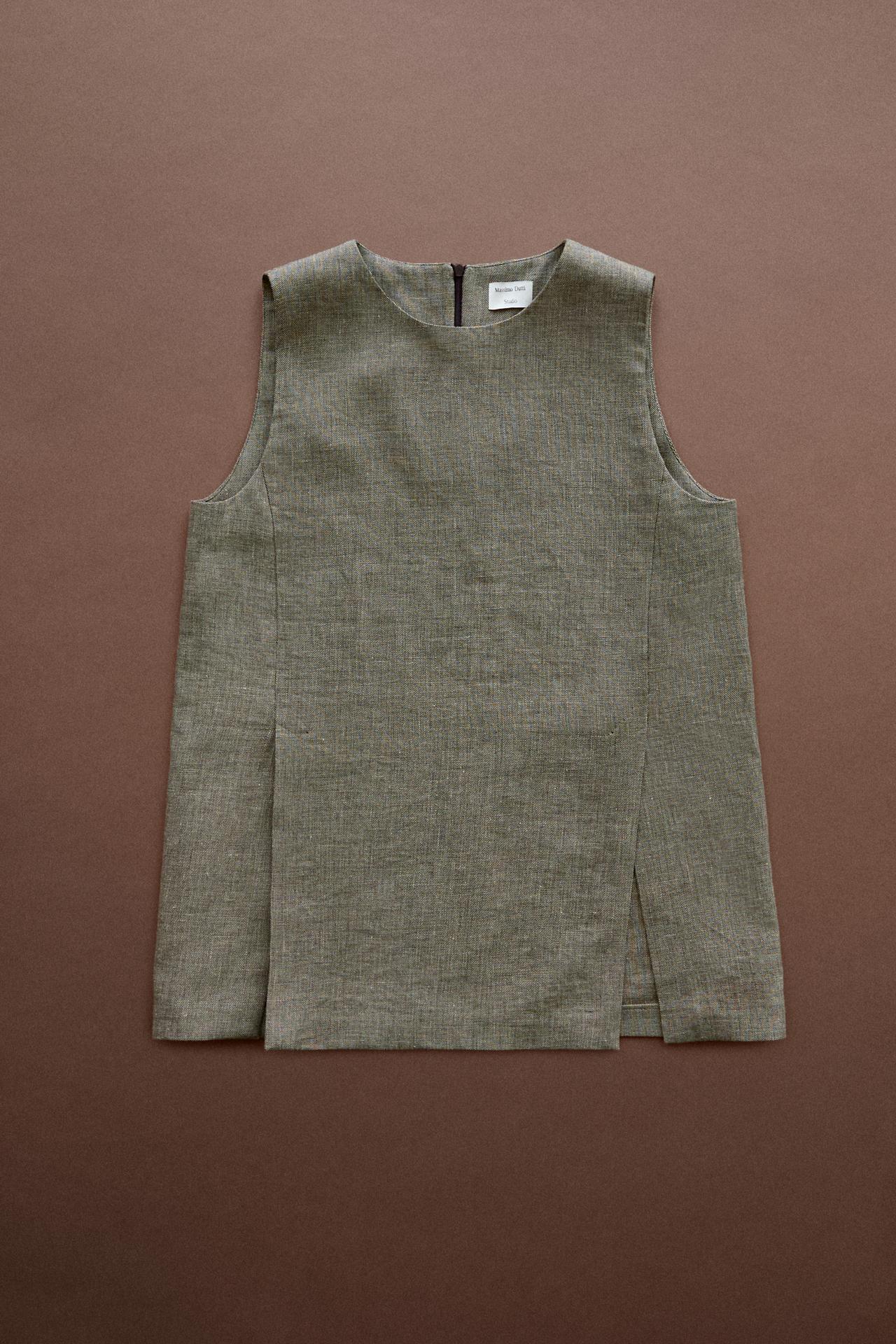 STUDIO textured top with cut-out details — Greenish