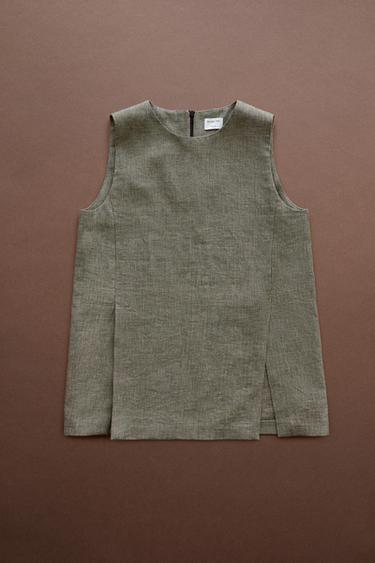 STUDIO textured top with cut-out details — Greenish 1