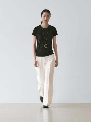 Zara Lyocell blend short sleeve T-shirt - Black