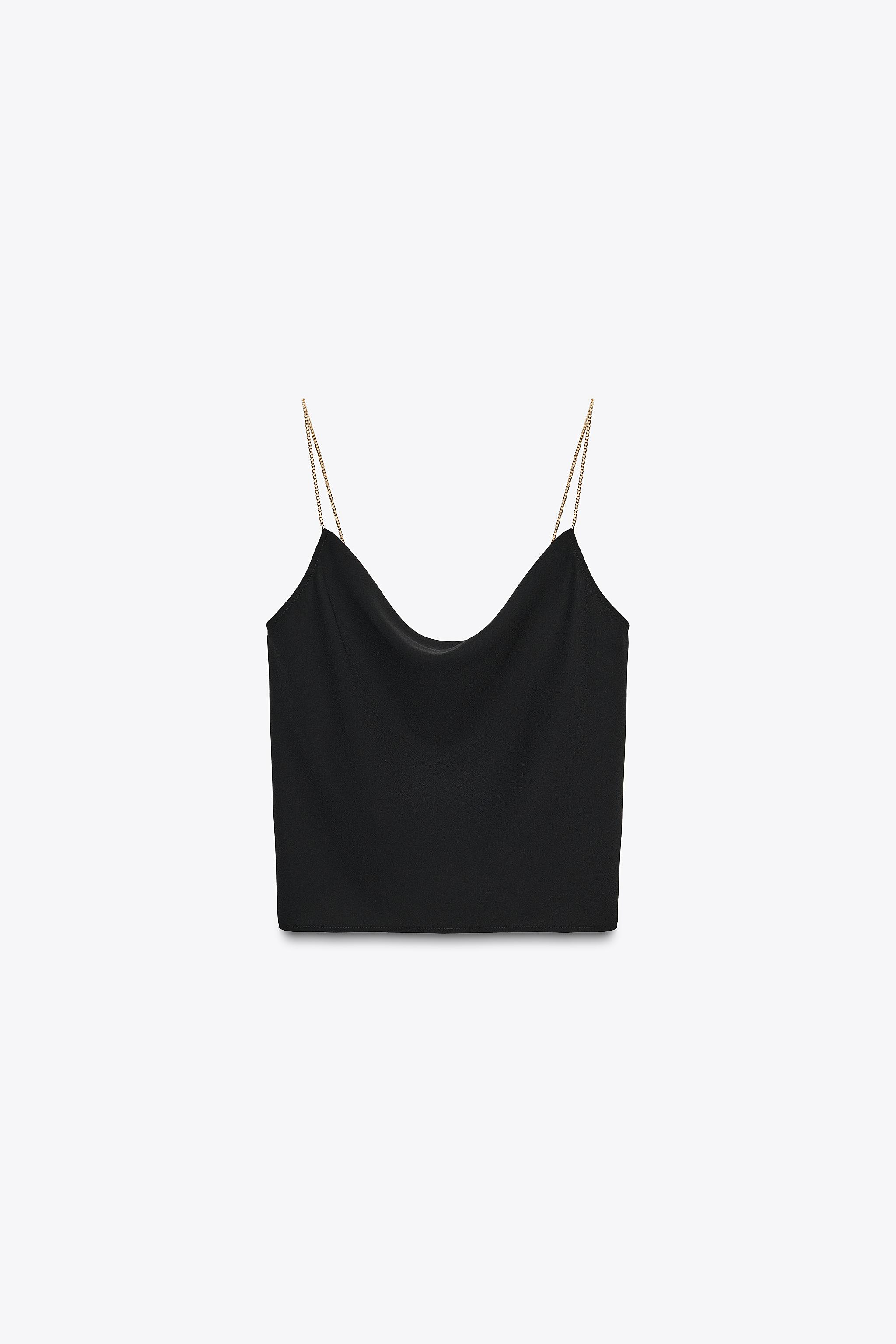 チェーンストラップ付きキャミソールトップス - ブラック | ZARA