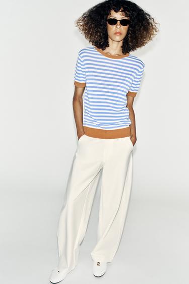 STRIPED KNIT TOP - Blue/White by Zara