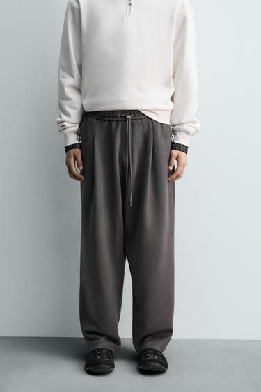 FAUX SUEDE PLEATED TROUSERS - Grey by Zara