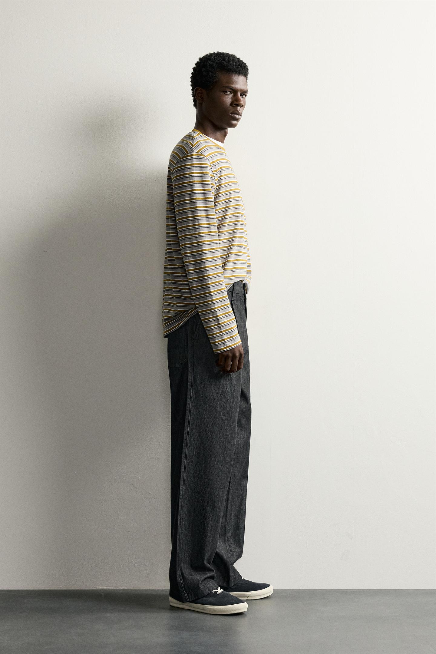 Мужские джинсы Zara Pleated Denim Chino, цвет: Чёрный — фото 4