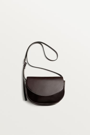 LEATHER CROSSBODY BAG - Brown by Zara