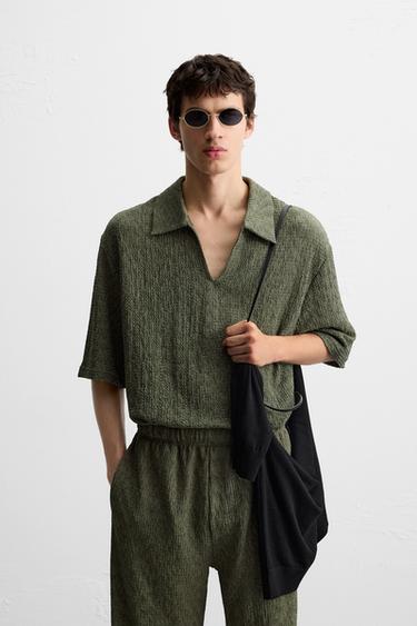 TEXTURED POLO SHIRT - Green by Zara