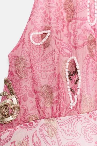 TOP HALTER EN CRÊPE GEORGETTE IMPRIMÉ ET FANTAISIE - Fuchsia de Zara - Image 6
